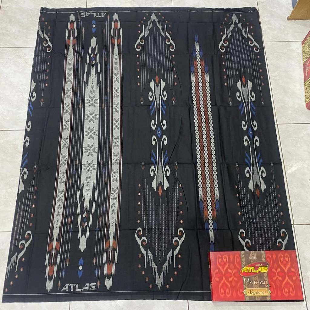 Original Sarung Atlas Idaman Harmoni Kembang Hitam Motif BHS Super Premium Batik Gold Infinity