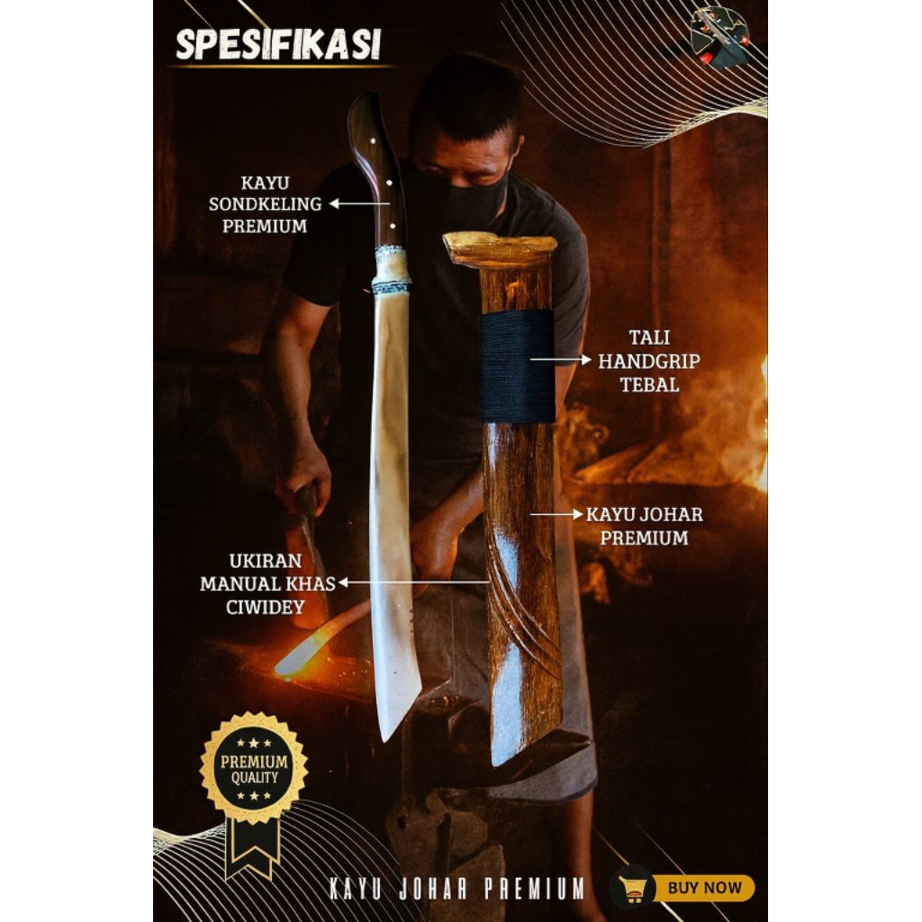 Golok Baja Pattimura Johar | Panjang 40cm | Tajam Kuat Siap Kerja