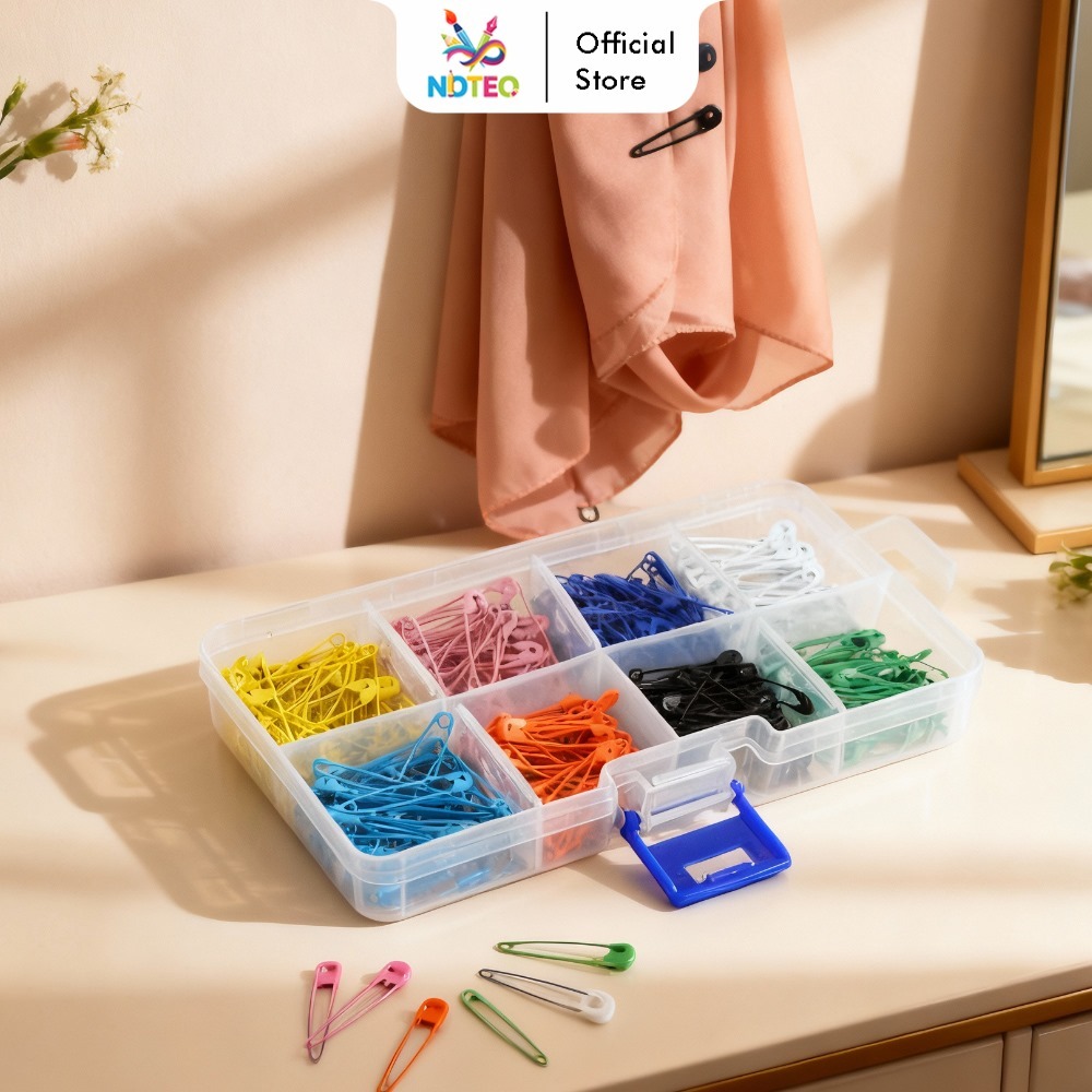 Set Peniti Jilbab Warna 8 Color 320pcs dengan Box Organizer Peniti Hijab Multifungsi GJ-071203