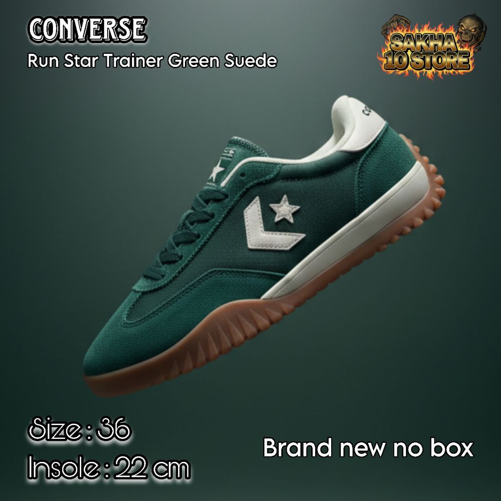 SEPATU SNEAKERS PRIA/WANITA ANAK/REMAJA/DEWASA CASUAL/SANTAI CONVERSE RUN STAR TRAINER GREEN SUEDE H