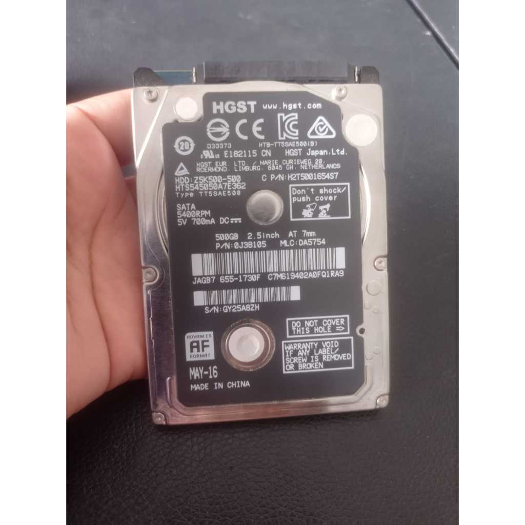 HDD Laptop 500GB merek HGST 2.5 Incch
