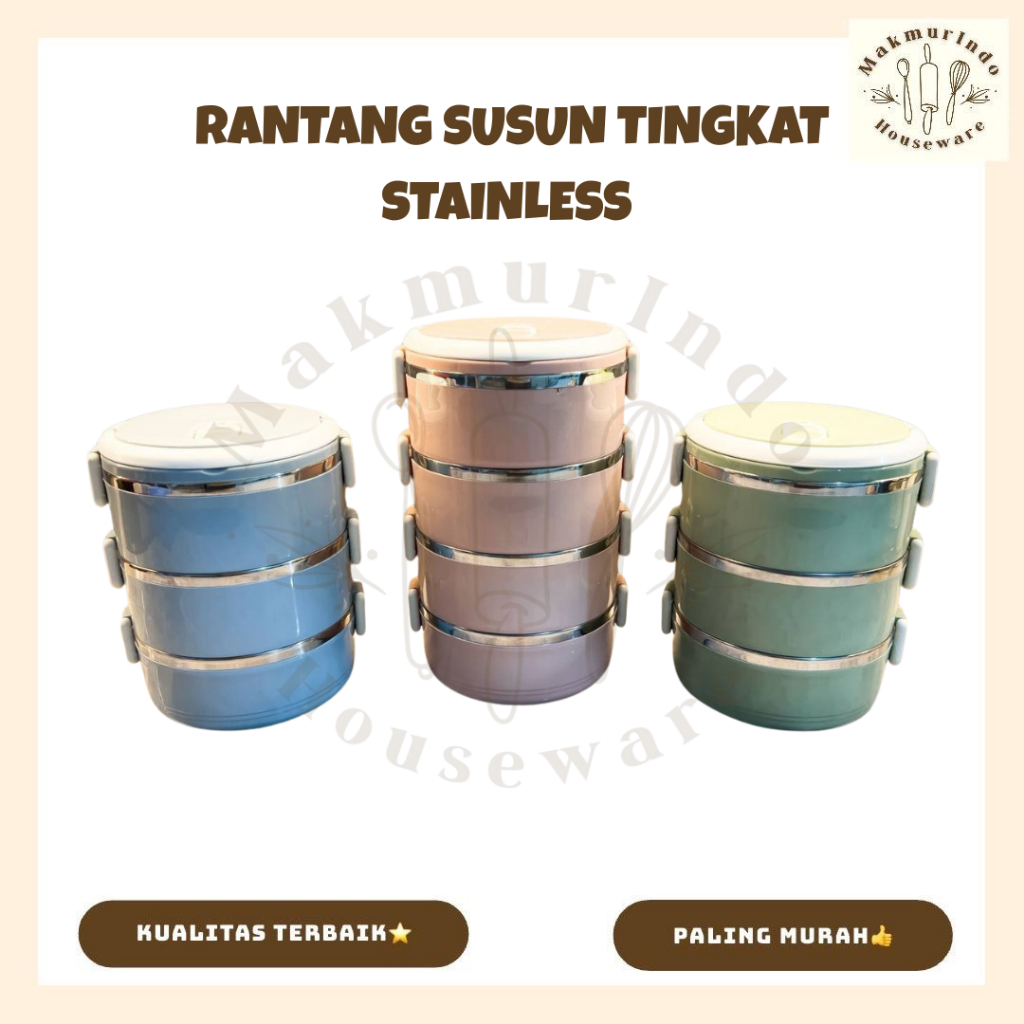 Rantang Stainless Susun Anak Tahan Panas Lunch Box Anak - MAKMURINDO HOUSEWARE
