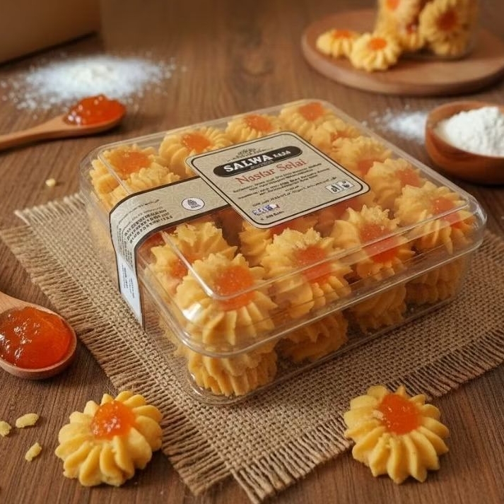 ROTI NASTAR SALWA 400 gr - NASTAR SELAI - TEKSTUR LEMBUT DAN RENYAH TOPLES PERSEGI DAN TABUNG