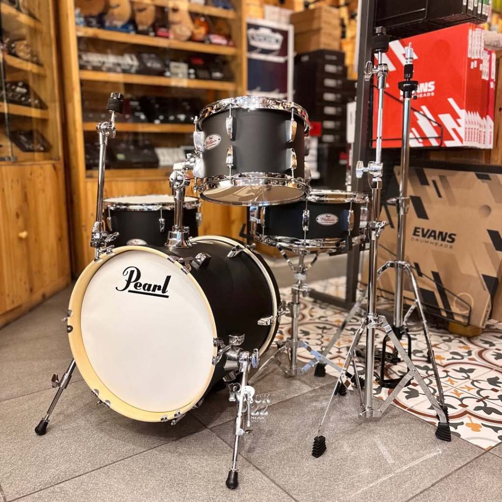 PEARL MIDTOWN SERIES MT564 4 PIECE DRUM SET WITH HARDWARE - MATTE ASPHALT BLACK