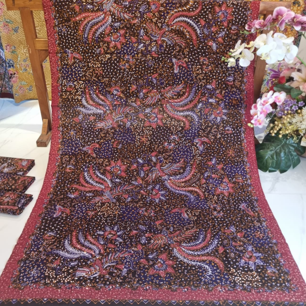 KAIN BATIK TULIS, KLASIK PAKAIAN PRIA/WANITA, KAIN BATIK TULIS LASEM, TIGA NEGERI MOTIF BURUNG HONG 