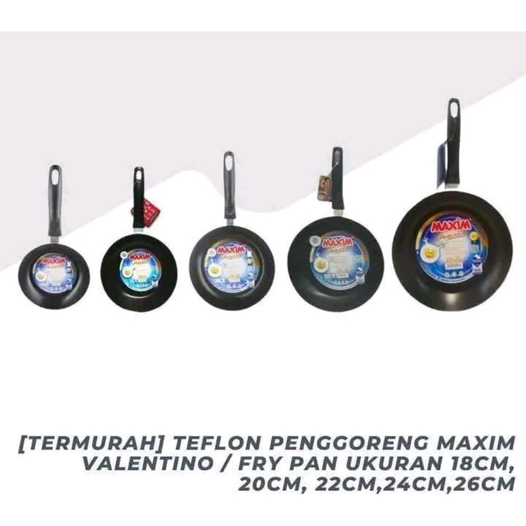 MAXIM Valentino Fry Pan / Wajan Anti Lengket – Teflon Asli, Panas Merata, Gagang Ergonomis