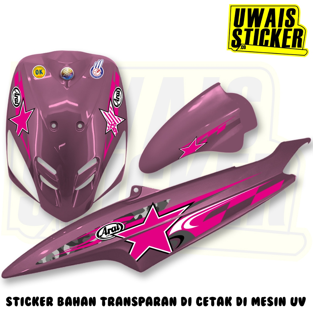 STRIPING VARIASI TRANSPARAN YAMAHA MIO SPORTY 2008 MOTIF ARAI BENDERA KONSEP RACE