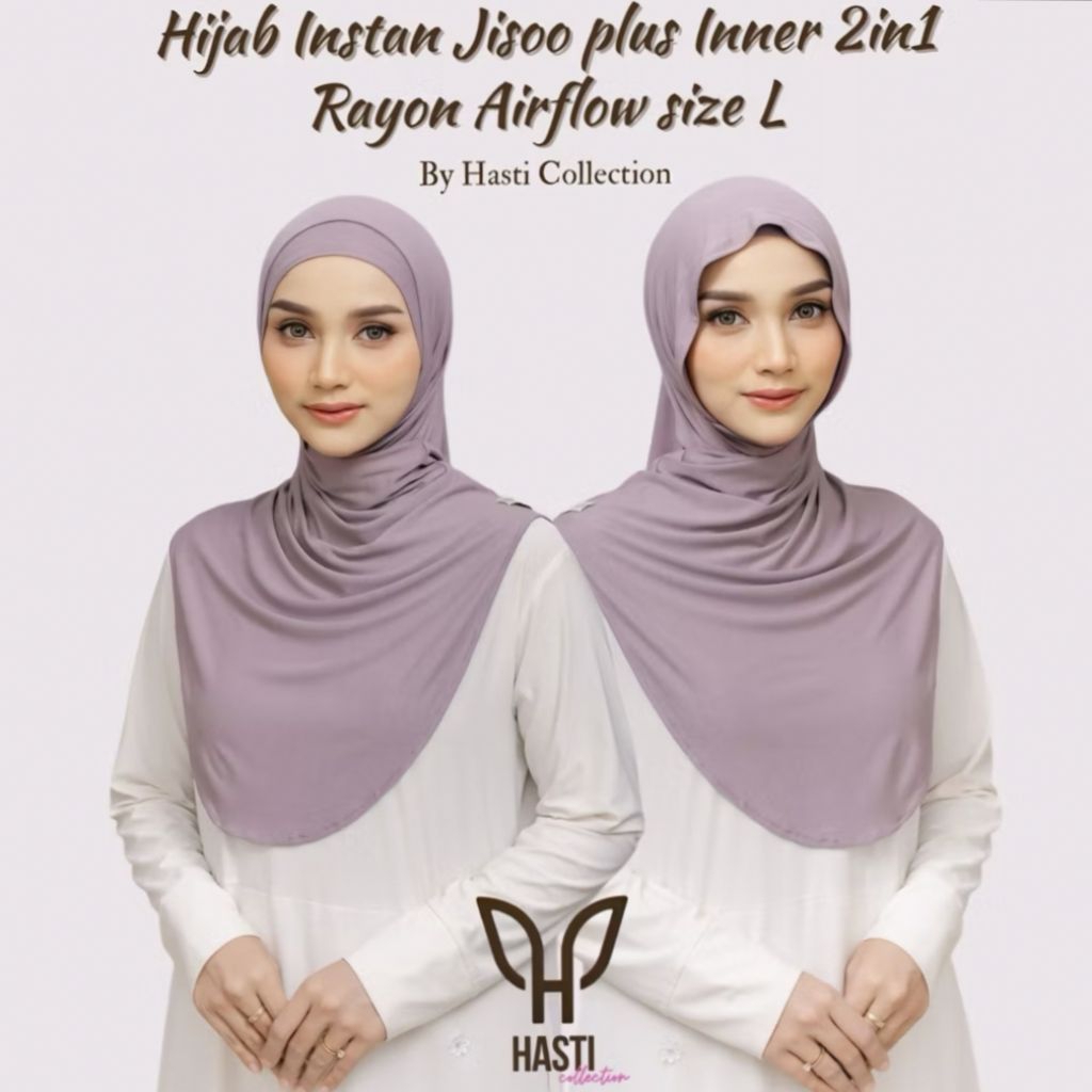 [COD] HIJAB INSTAN JISOO PLUS INNER SIZE L BAHAN KAOS RAYON AIRFLOW BY HASTI COLLECTION
