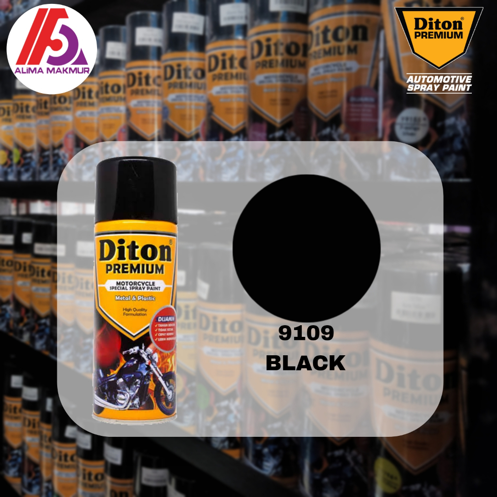 Diton Premium 9109 Black 400ml / Pilok Diton Tahan Bensin / Pilok Hitam Gloss / Diton Hitam Glos / D
