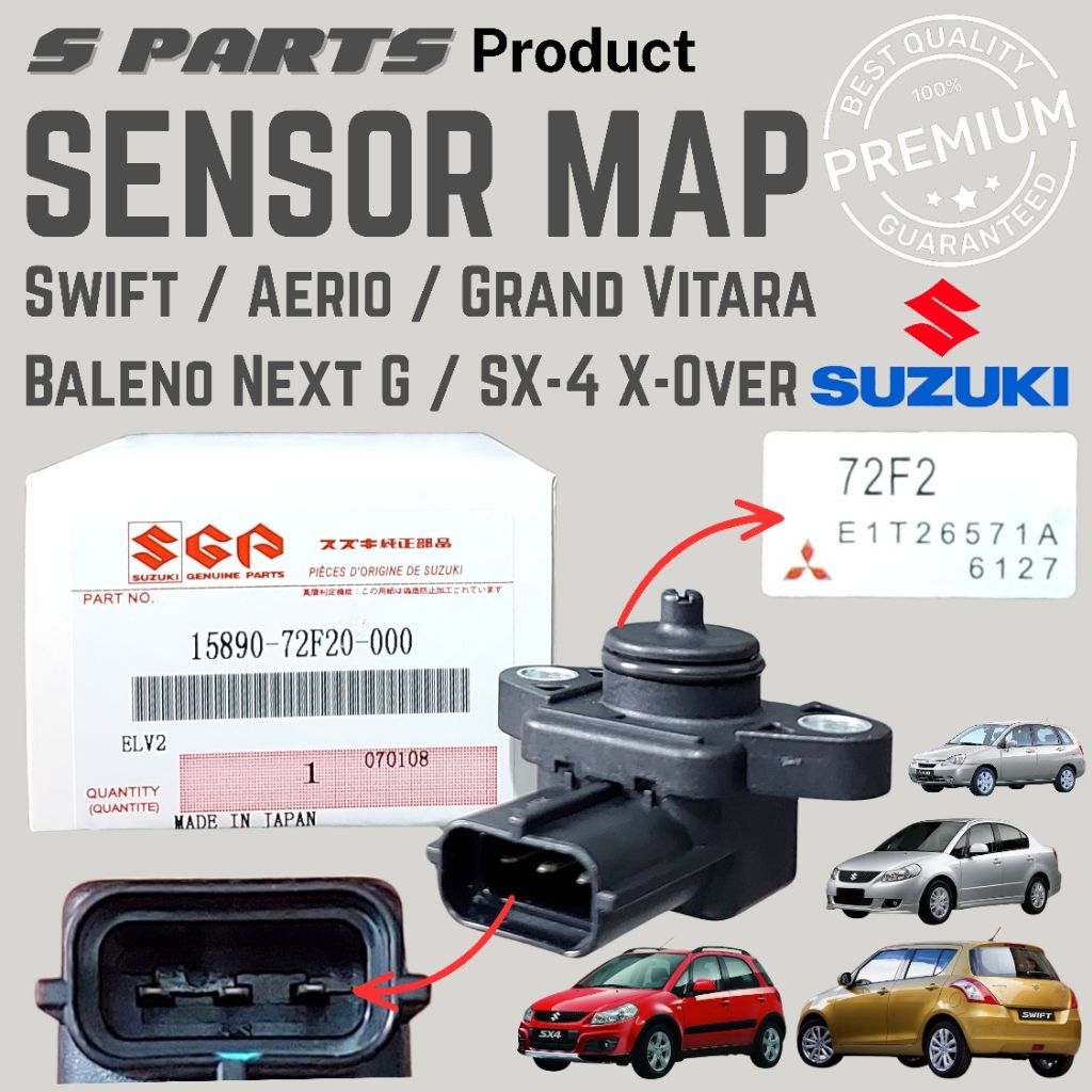 Sensor MAP Suzuki Swift/Aerio/Grand Vitara/Baleno Next G/SX-4 X-Over | 15890-72F20 Sensor Kontrol/Co