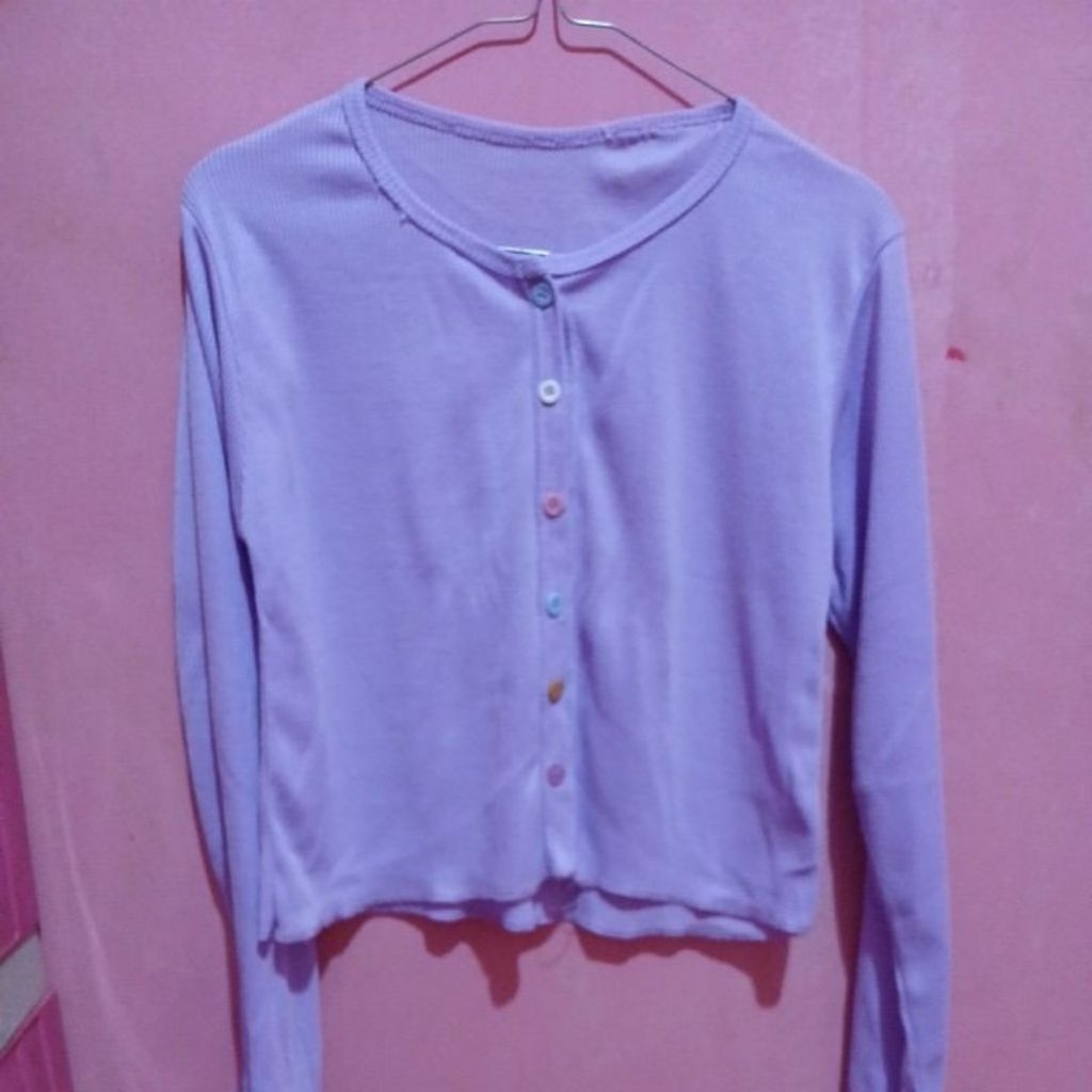 Cardigan Korea Lilac Kancing Rainbow