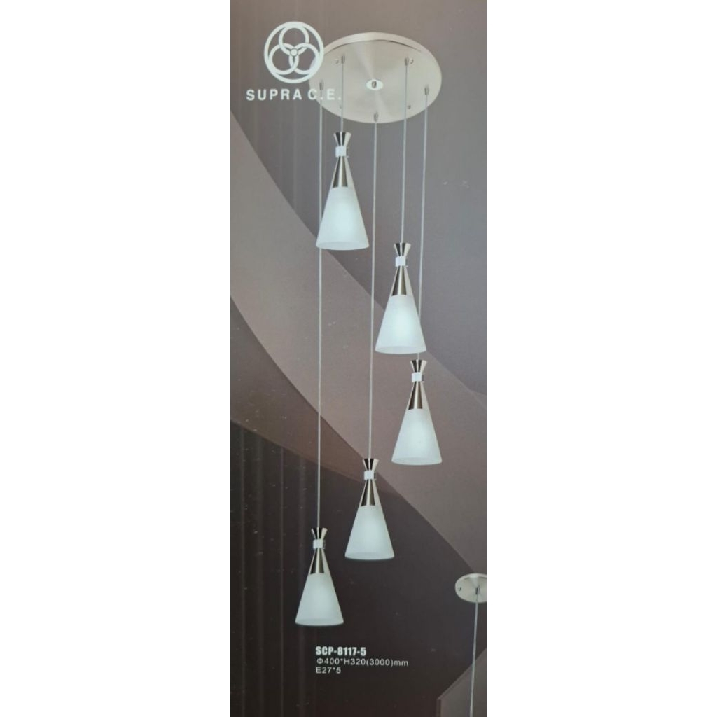 Lampu Gantung Hias Void Tangga Minimalis Modern 5 Lampu Elegan