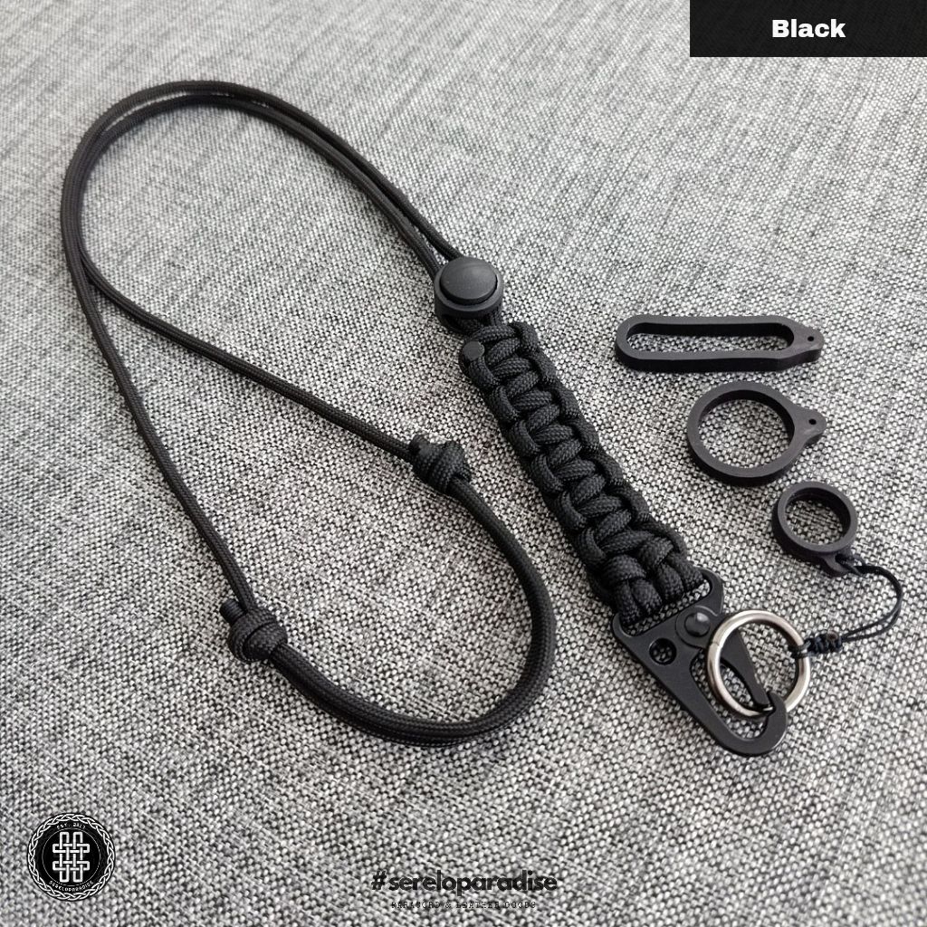 Serelo Tali Id Card Tactical Paracord Loreng Army Tali Nametag Tali Hp Ganci Outdoor Co