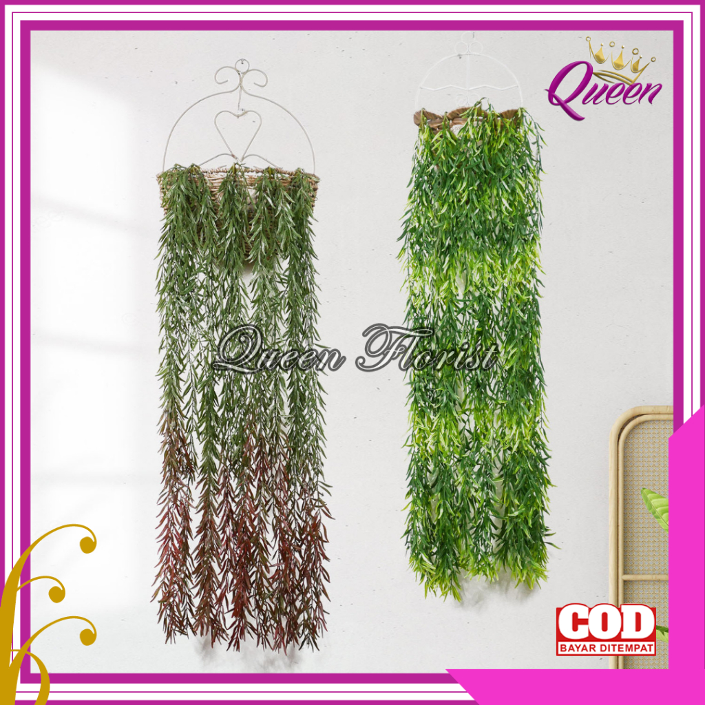 JUNTAI BAMBU ARTIFICIAL DAUN RAMBAT BAMBOO WILLOW GANTUNG BERCABANG PALSU SINTETIS TANAMAN BUATAN UN