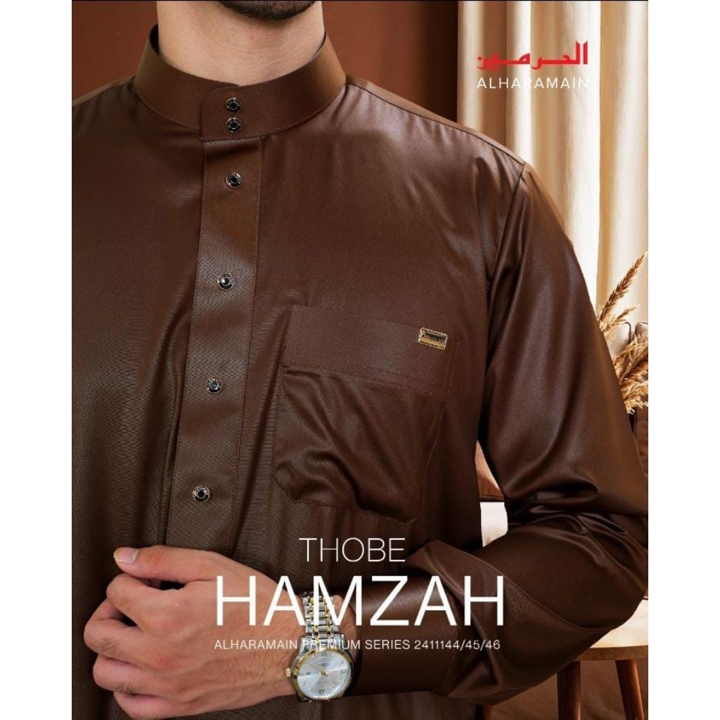JUBAH AL HARAMAIN LENGAN MANSET KANCING PREMIUM THOBE HAMZAH POLYSTER