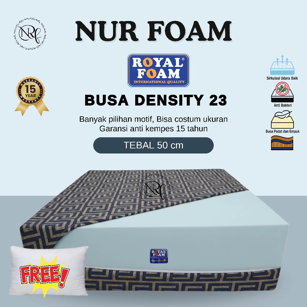 [TEBAL 50 CM] Kasur Busa ROYAL FOAM D23 Garansi 15 Tahun Original