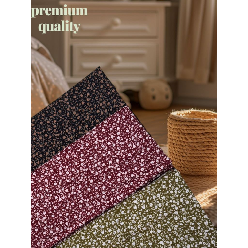 New (Motif Best Seller) Kain Katun Rayon Viscose Premium // Kain Rayon Motif Bunga Kecil Import // K