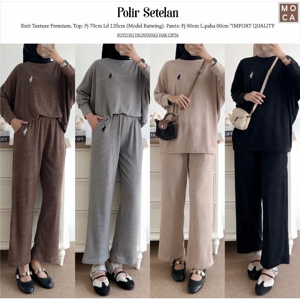 Polir Set Setelan Oneset Polos Jumbo Allsize Premium Knit Uniqlo Original Ori Moca Berlabel