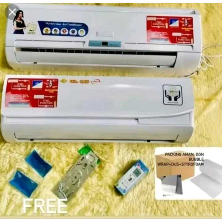 ipas Angin AC Remote 1pk  2PK + LED + ICE GEL | Kipas Dinding Remot Model AC Ideal Ruangan 2.5m x 3m