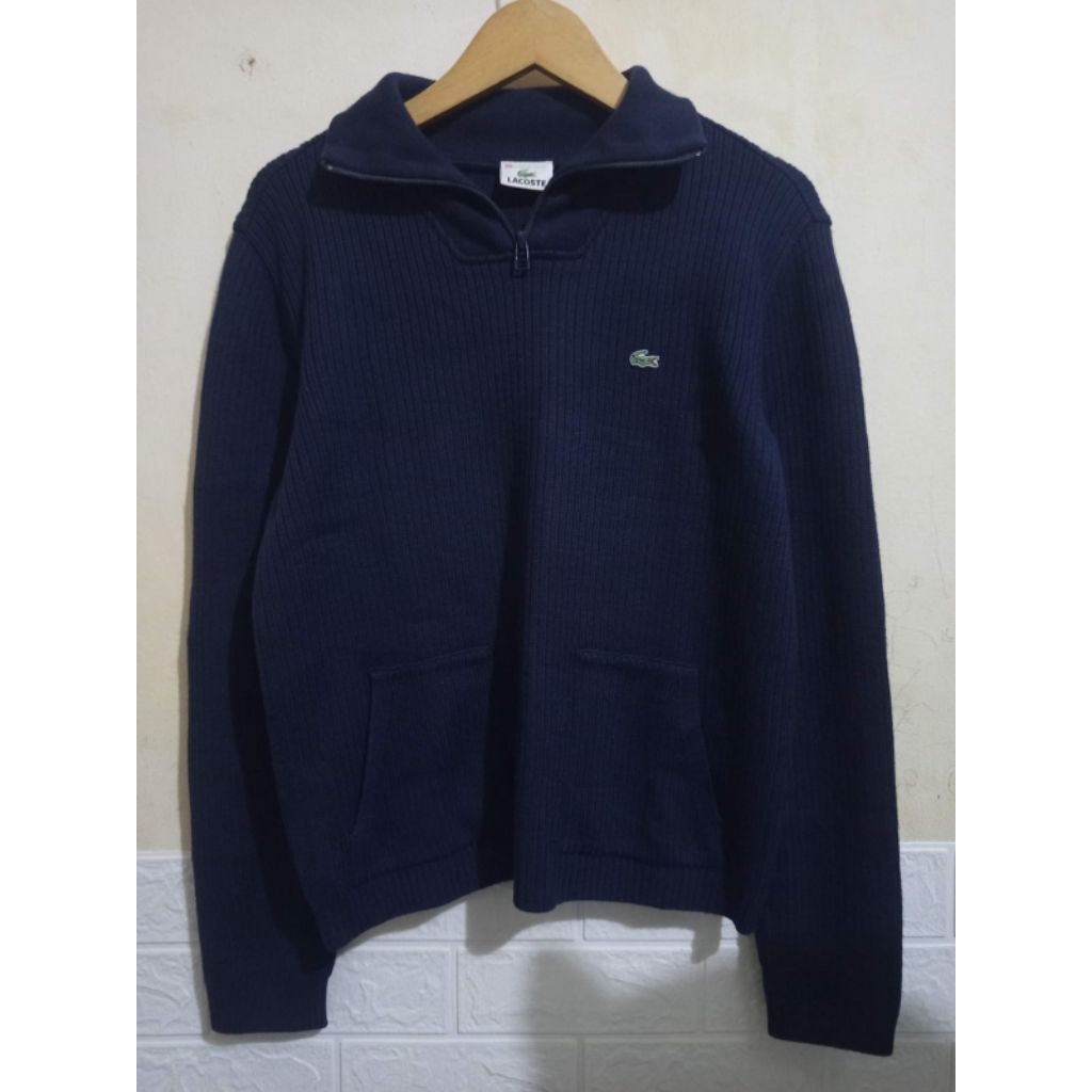 lacoste halfzipper navy knitwear (pl)