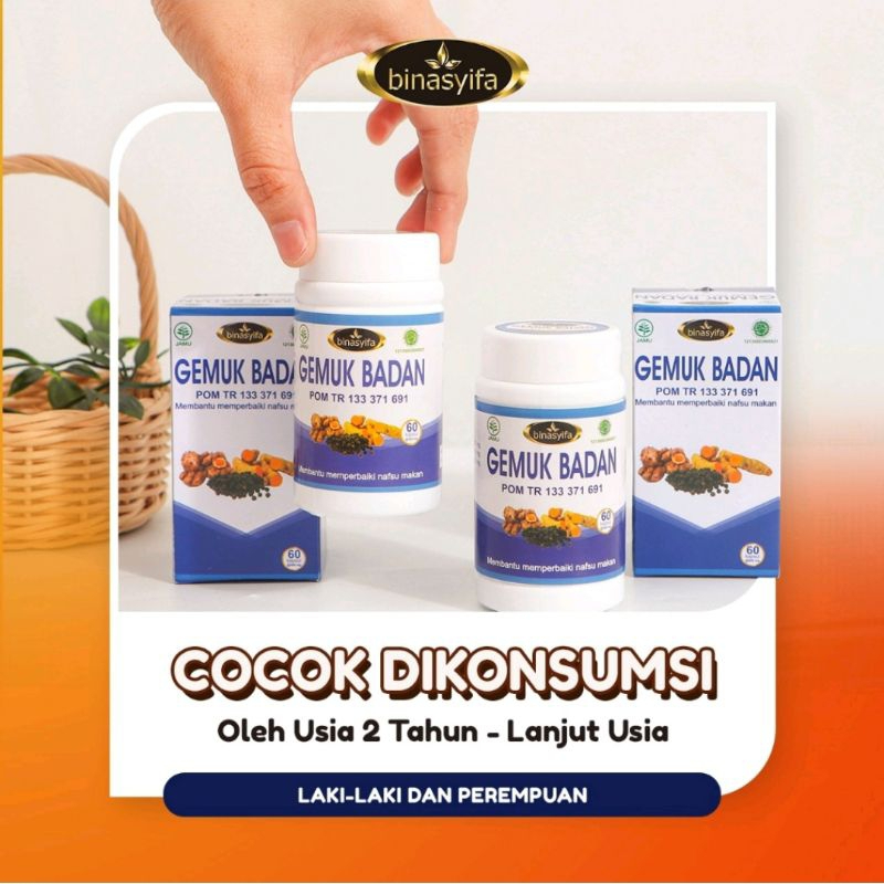 Gemuk Badan Binasyifa 60 Kapsul – Suplemen Penambah Berat Badan Alami & Penggemuk Badan Cepat