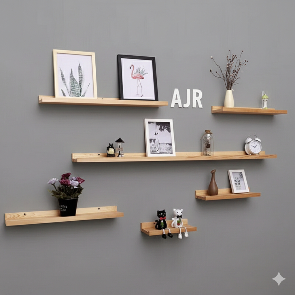 rak dinding kayu ambalan tempel dinding melayang / rak tempel dinding
