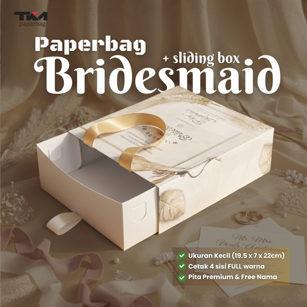 Sliding Bag Sliding Box Bridesmaid Portrait - Tas Kertas + Soft Box (Paperbag+box) Idul Fitri