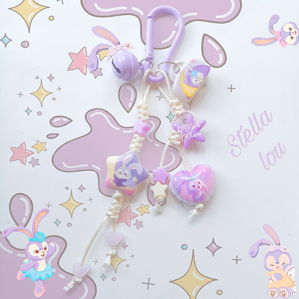 Gantungan tas anak aesthetic,Gantungan tas Stella lou ungu ,bag charm Stella lou, gantungan tas, aks