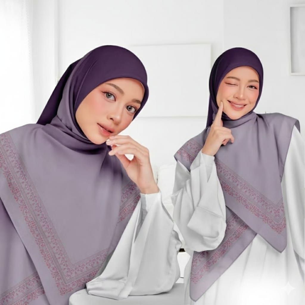 kerudung Hijab Segi Empat Motif Terbaru Seris Karima Voal Premium