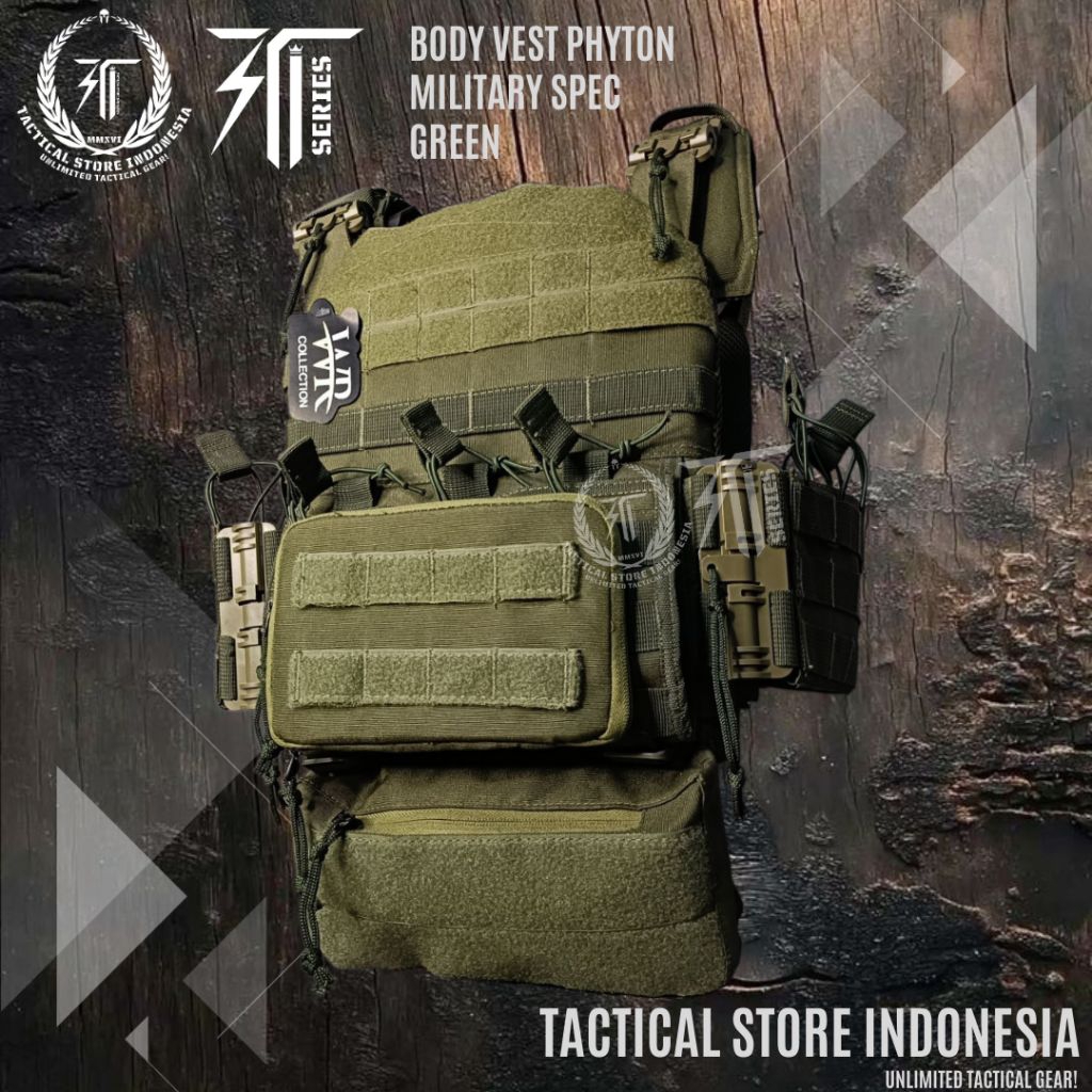 TSI SERIES ® 100% ORIGINAL Body Vest GREEN PHYTON Miltary Standard / Mil Spec - Rompi Tactical Phyto