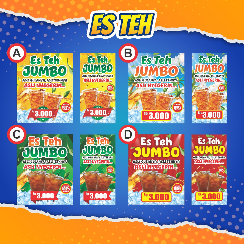 Luxiastore_ Banner Es Teh / Banner Es Jeruk / Banner Es Teh Dan Es Jeruk / Banner Jual Es Teh /