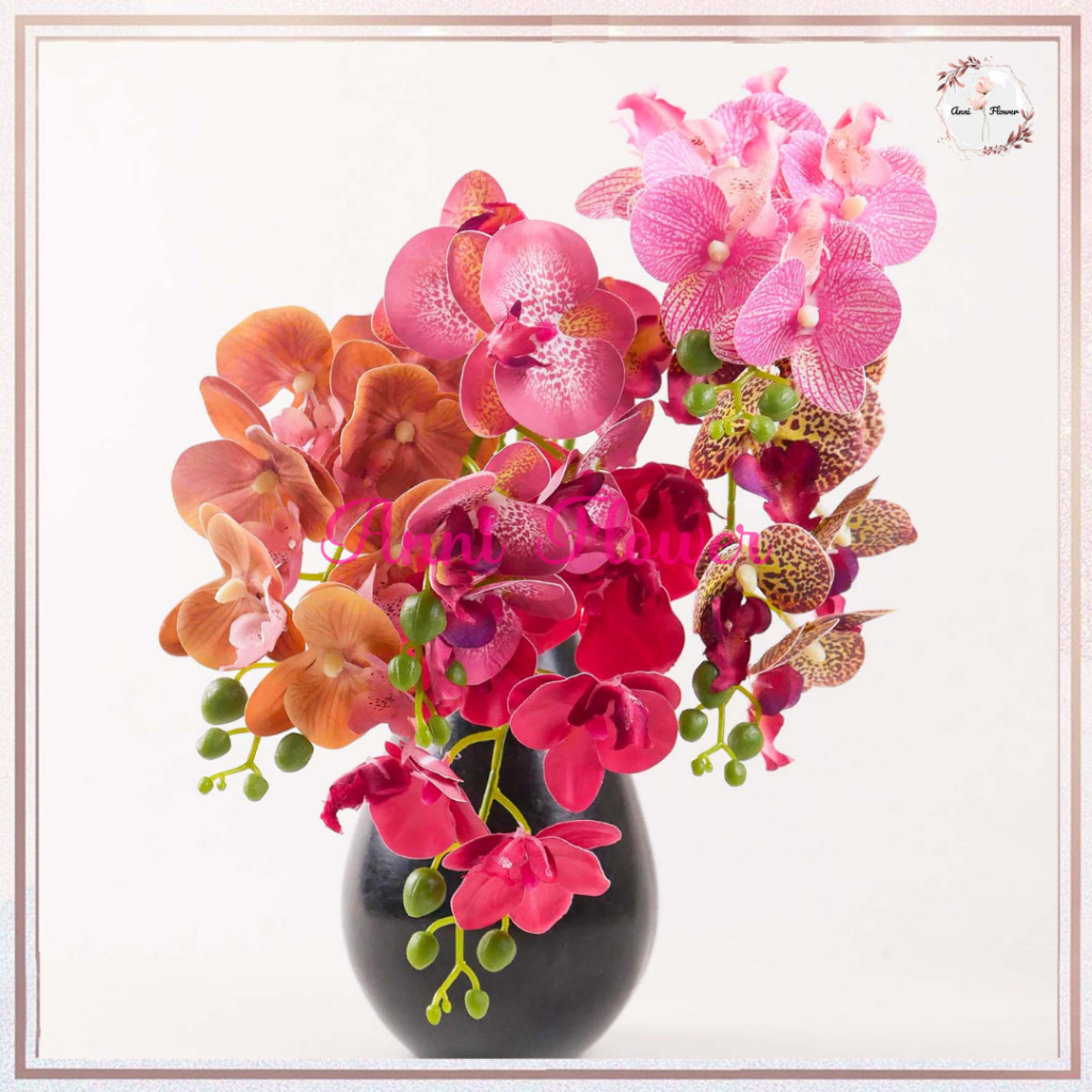 ANNI - BISA COD ORCHID CYMBIDIUM ANGGREK LATEX X7 IMITASI TINGGI 56CM TANGKAI KOKOH DAN BISA DITEKUK