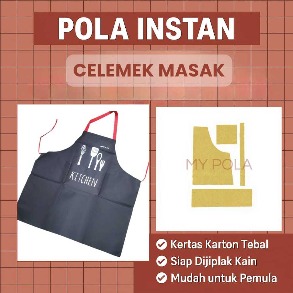 [ COD ] Pola Instan Celemek Masak | Pola Jahitan Lengkap | Pola Instan | Pola Jiplak