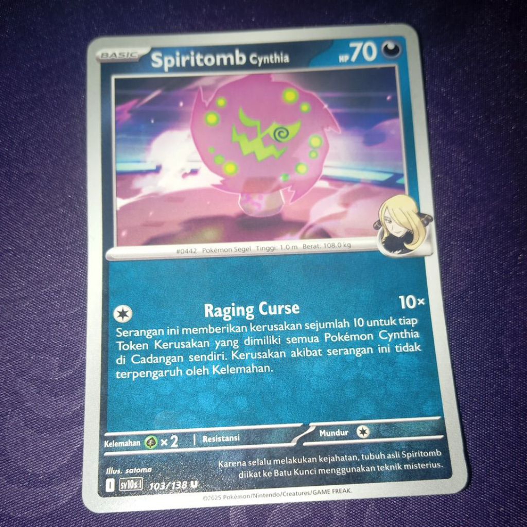 kartu pokemon Spiritomb Cynthia