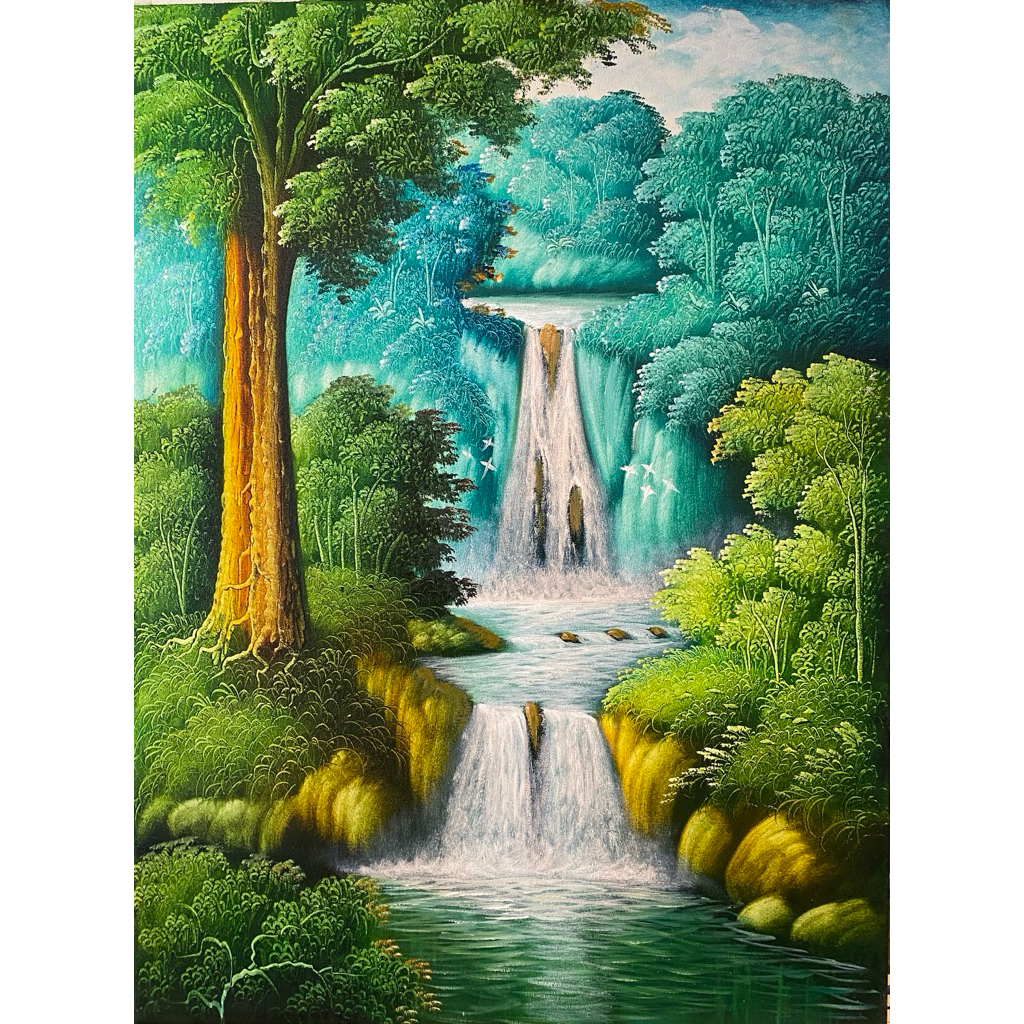 Lukisan Air Terjun, Lukisan asli, lukisan Canvas, Lukisan Bali