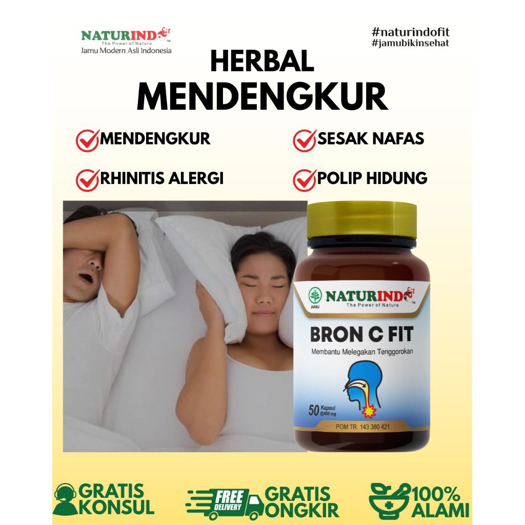 Broncfit Obat Herbal Mendengkur Nafas Bunyi Sinusitis Perokok Naturindo