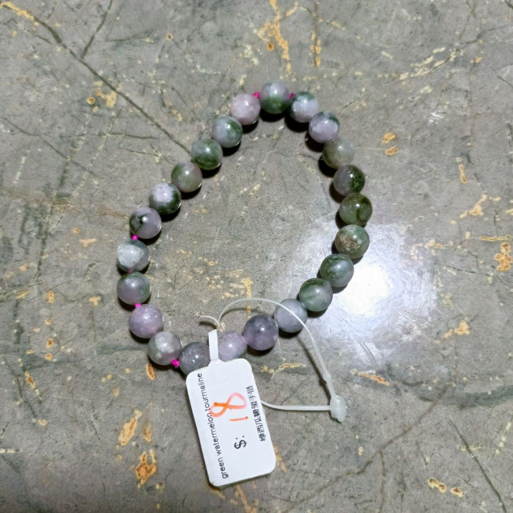 GELANG NATURAL WATERMELON TOURMALINE 8.2MM