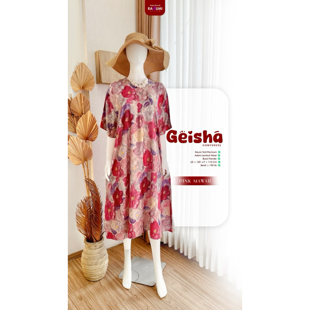 Geisha Homy Dress Rayon Twill Premium Original Raqumi Hijab Daster Geisha Raqumi