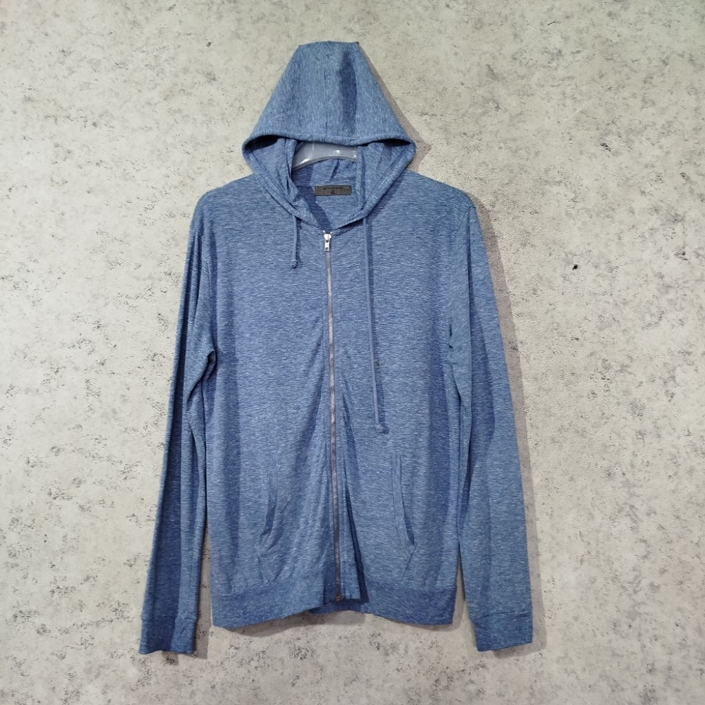 Hoodie Zipper Pria GIORDANO Biru Arang Casual hoodie Size XL