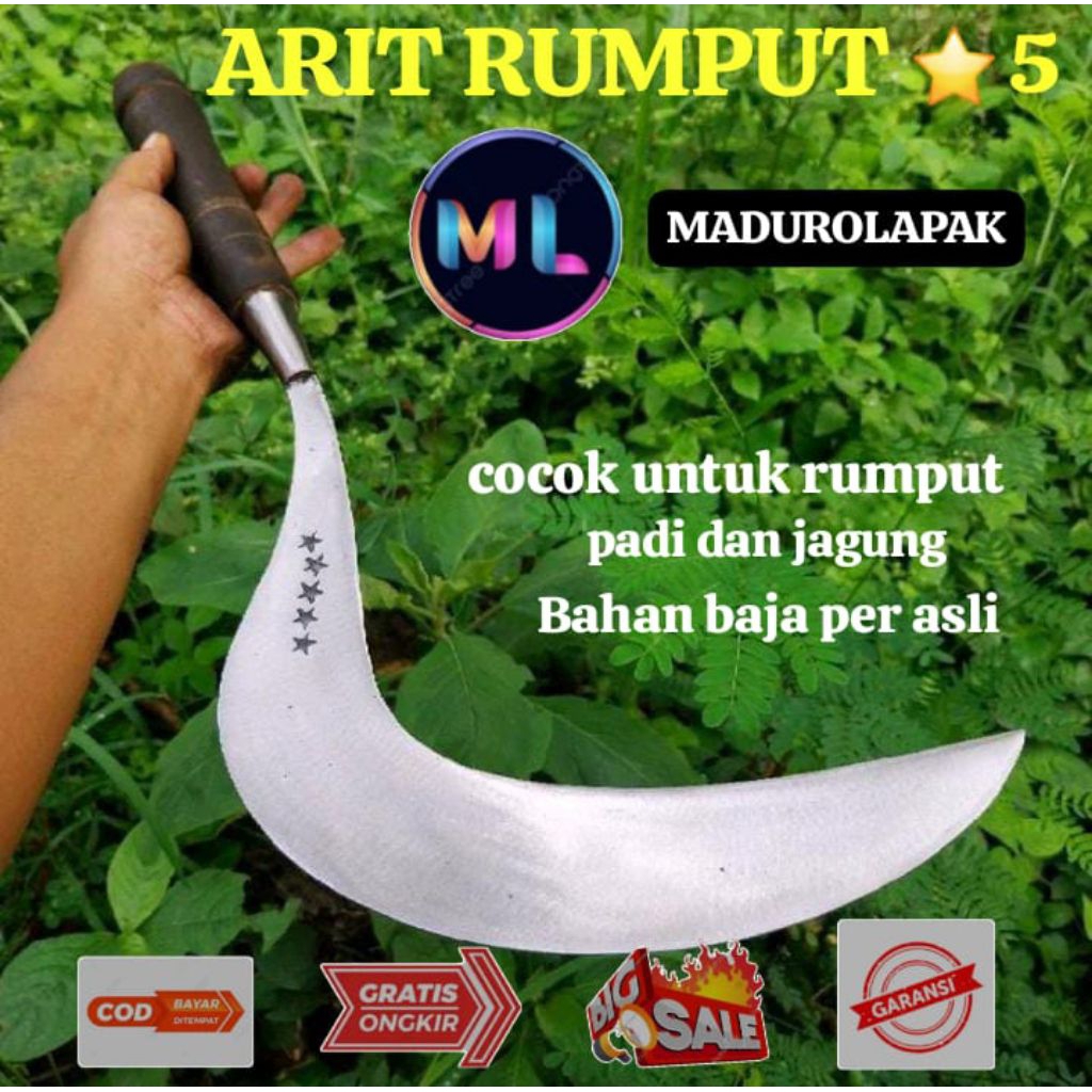Sabit arit pemangkas rumput,padi,jagung, alat berkebun dan tani asli baja