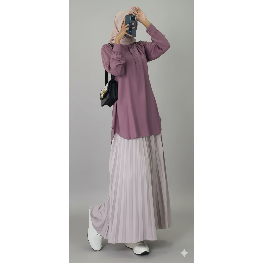 Tunik Kalina Rayon Twill LD 120 Jumbo Busui Baju Atasan Wanita Muslimah Kekinian