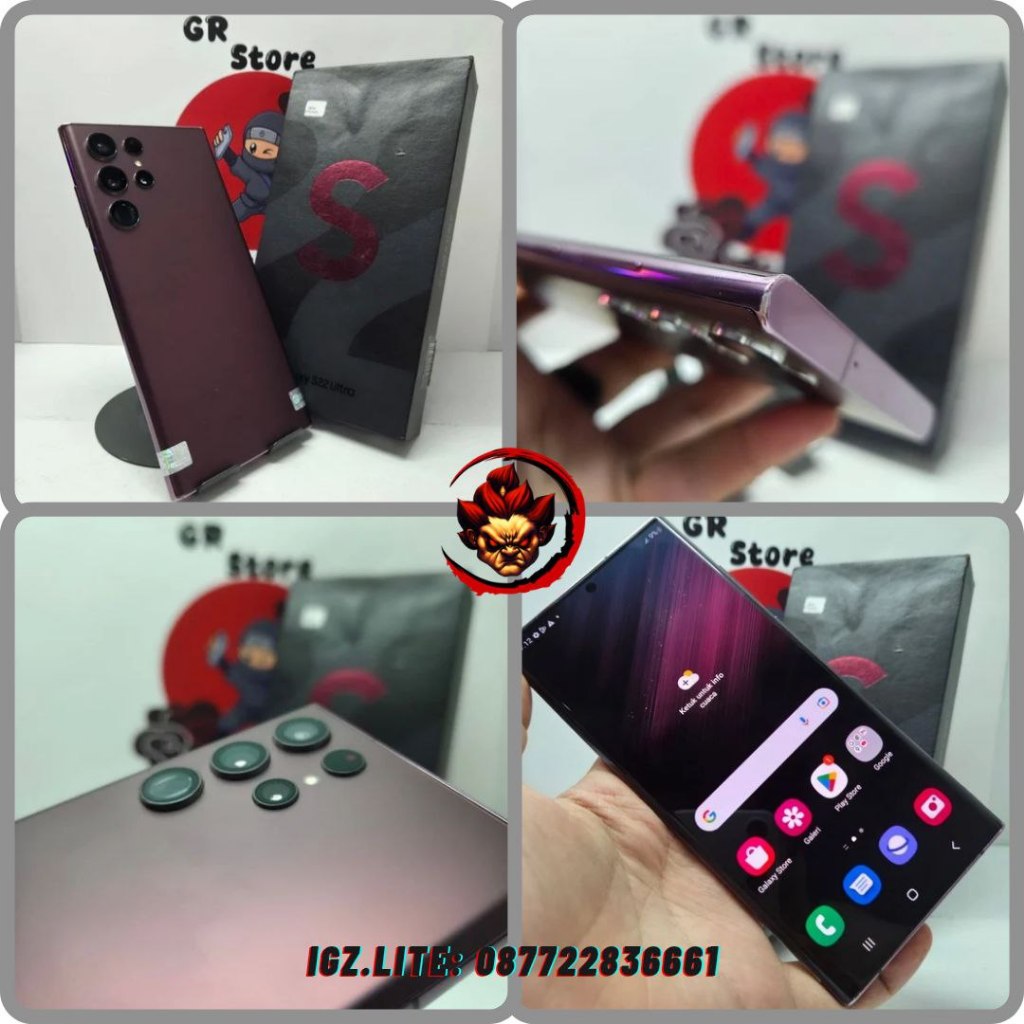 Samsung Galaxy S22 Ultra Burgundy 256Gb Fullset Resmi