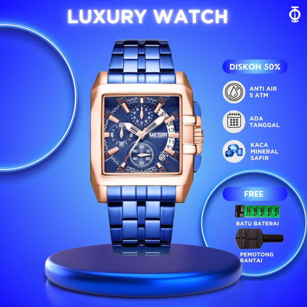 Jam Tangan Pria MEGIR 2018 Fashion Chronograph Merek Top Mewah Stainless Steel Tahan Air Quartz