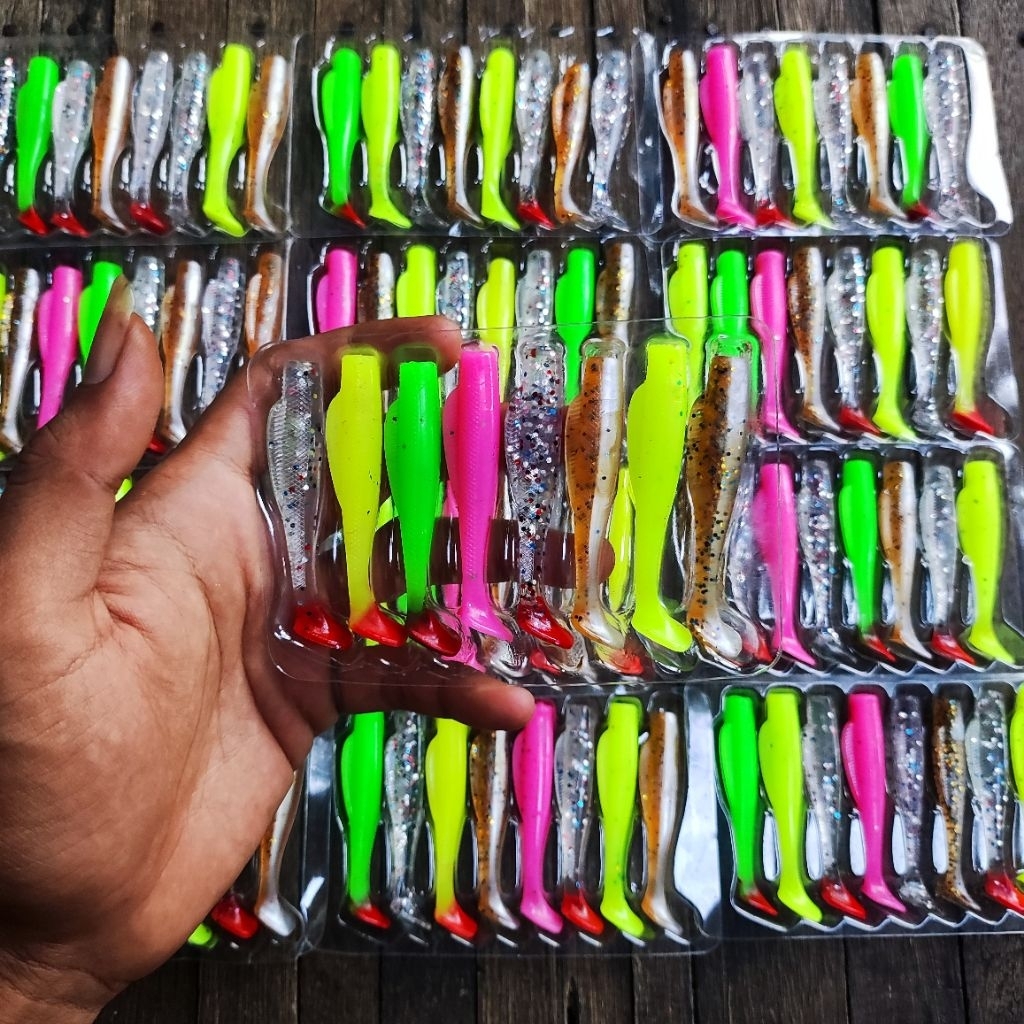Umpan Pancing Soft Lure Rep.Zman 6cm (Mix Warna) Lure Cacing - Soft Lure Zman isi 8pcs 6cm Paddle ta