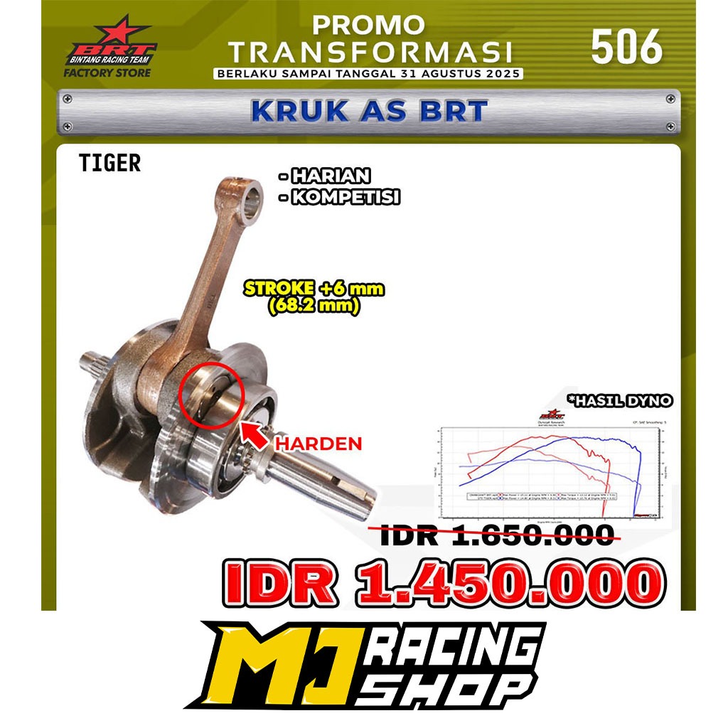 KRUK AS BRT TIGER / MEGA PRO LAMA / MP / GL PRO MAX / CB 100 / TIGER REVO STROKE +6MM LANGKAH 68,2mm