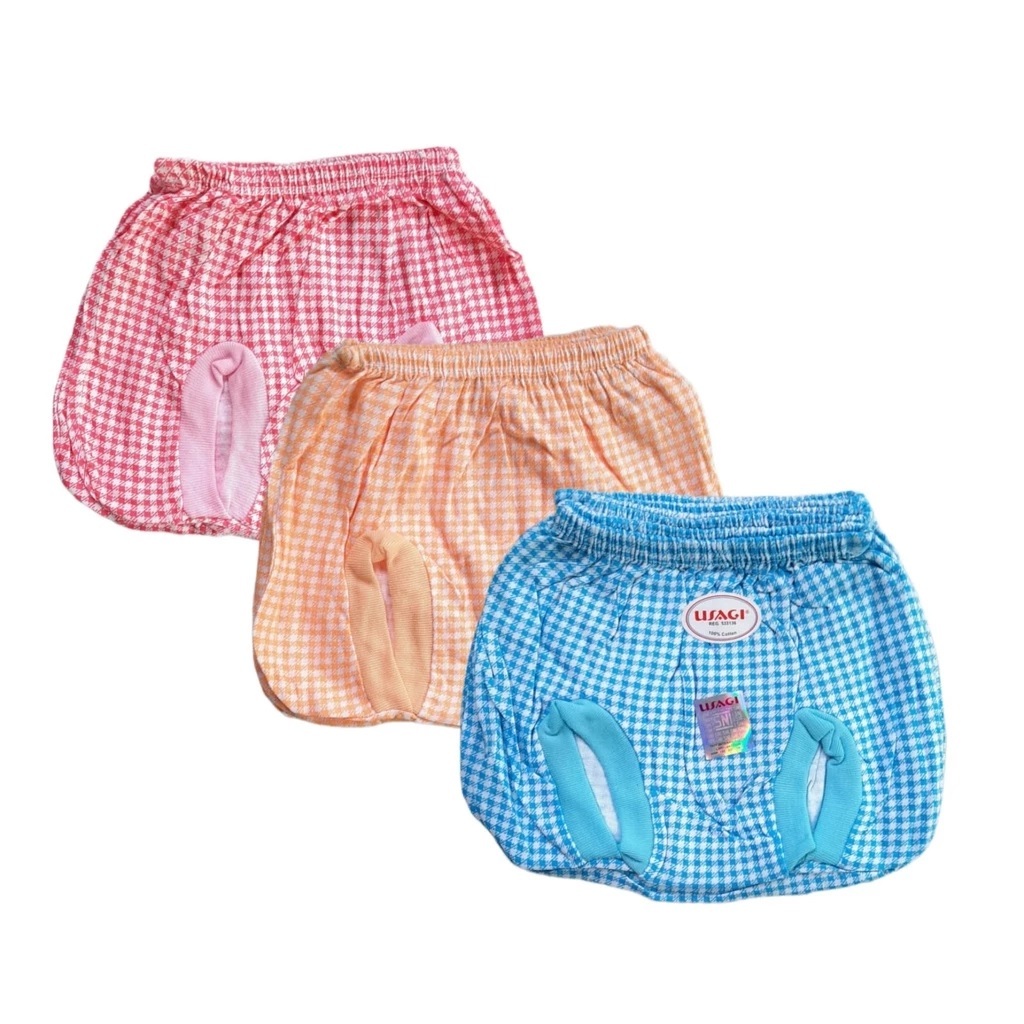 Usagi Celana Bayi Usagi Pop Catur 3 Pcs / Celana Kodok Motif Kotak SNI