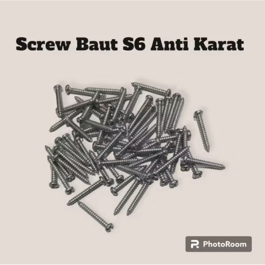 Skup S6 Baut S6 Screw S6 Tapping S6 Panjang 2,5 cm (skrup saja untuk fisher s6) isi 100 pcs
