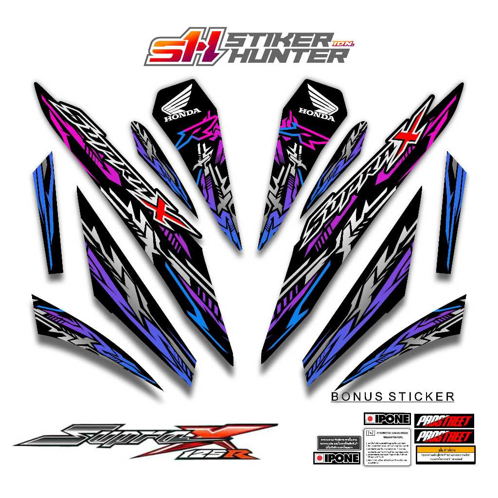STRIPING STIKER DECAL SUPRA X 125 R 2007 - 2013 MOTIF STHR 1 / STIKERHUNTER / STRIPING MODIF