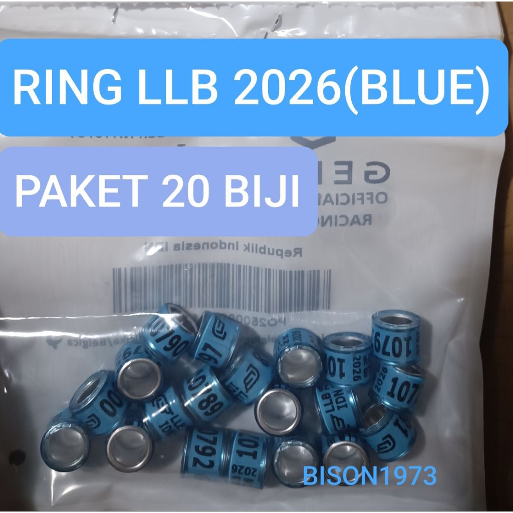 PAKET 20 BIJI RING LLB 2026 MERPATI POS/RACING PIGEON(BLUE/BIRU)