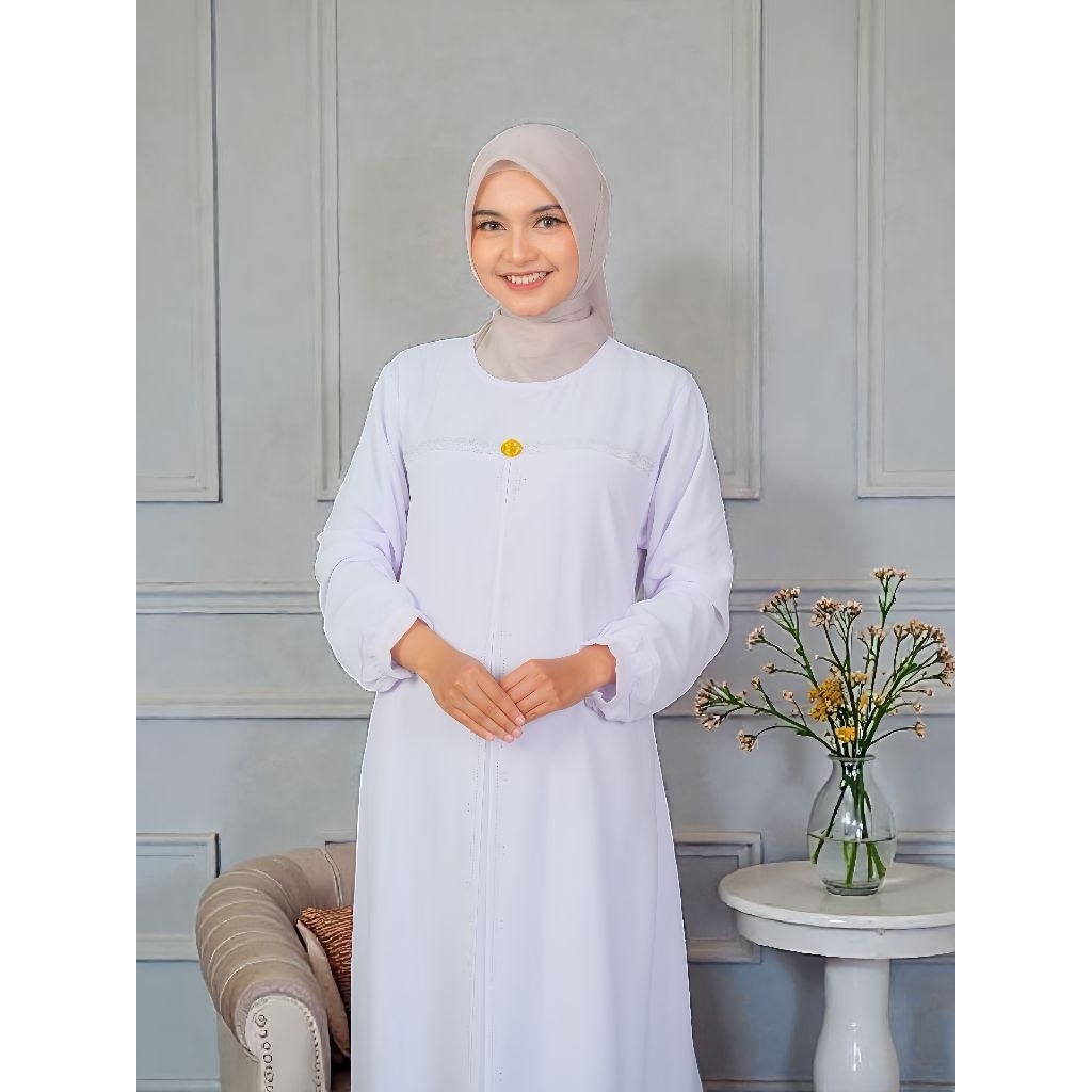 Dress gamis polos bahan ceruty import aplikasi payet